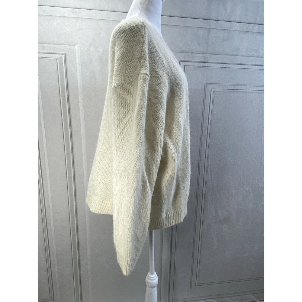 Banana Republic Cardigan Mens XL White Alpaca Wool Open Front Knit Sweater